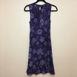 100% Silk Wrap Purple Dress and Flowers print